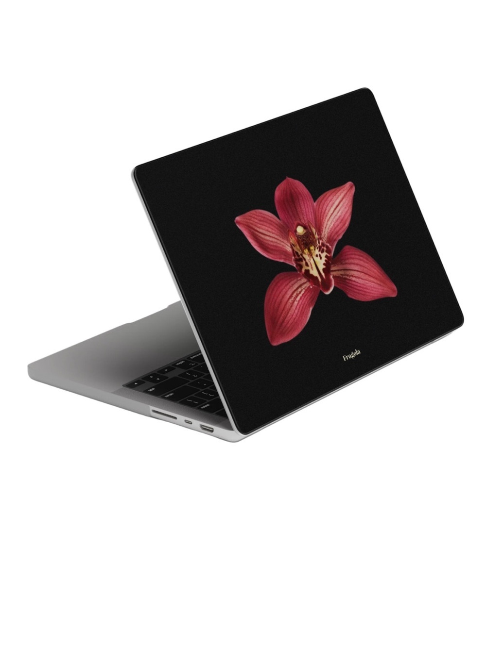 NWT FRAGOLA Black Laptop Skin with Red Orchid Design MacBook 16 - Picture 4 of 6